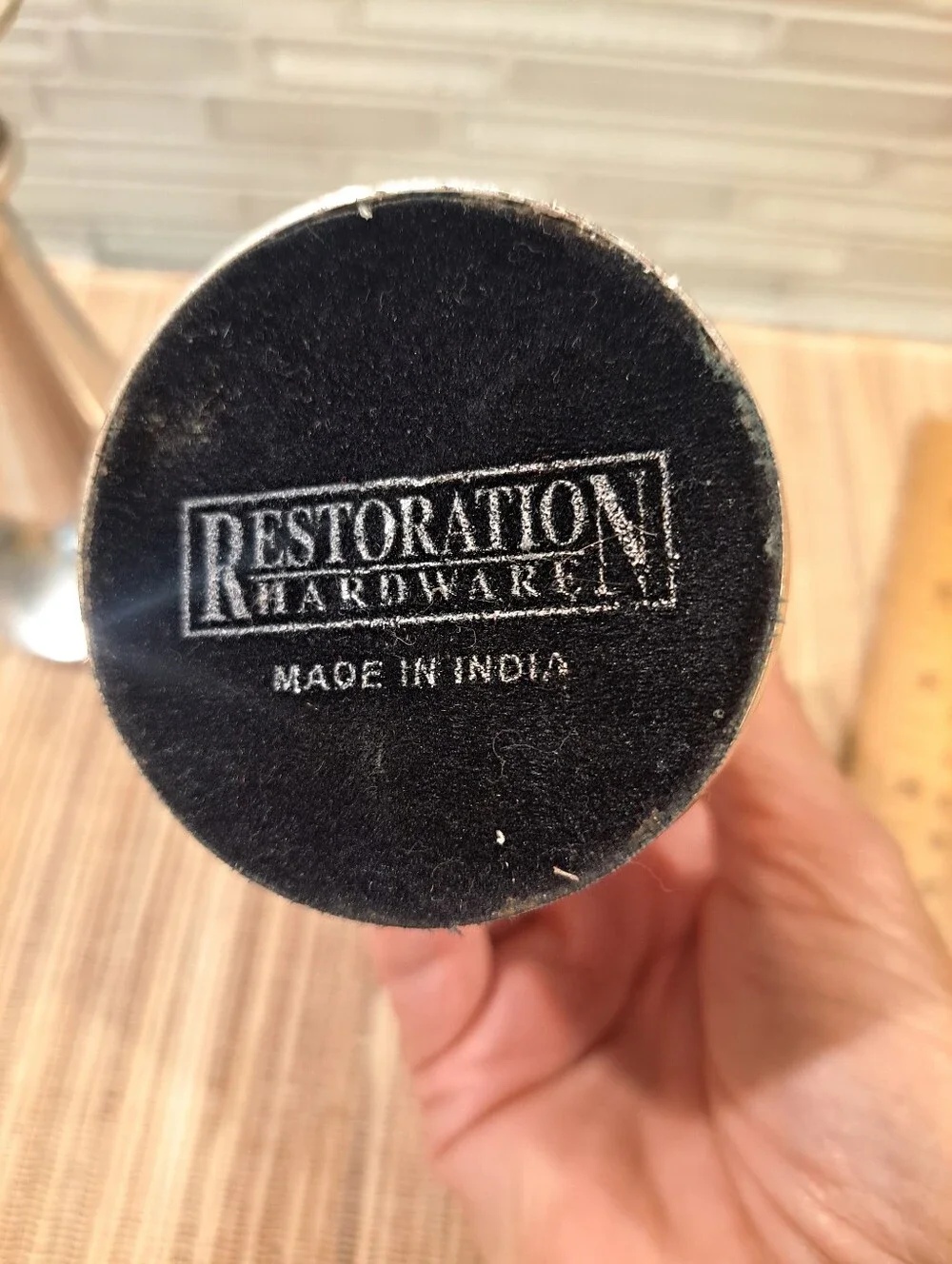 Two Restoration Hardware Metal Candlestick Holders